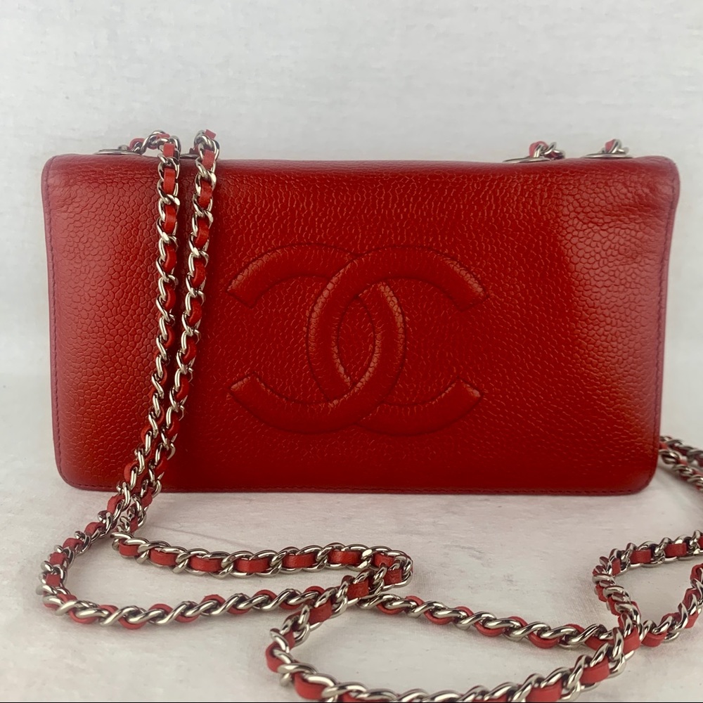 Red Caviar CHANEL CC Logo on Micro Chains